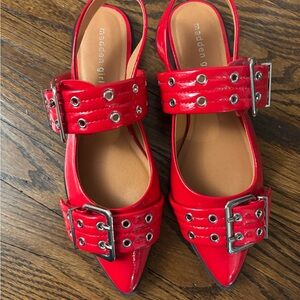 Madden Girl Red Patent Buckle Flats